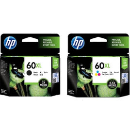 2 x Genuine HP 60XL High Yield Ink Cartridge CC641WA + CC644WA (1BK 1CL)