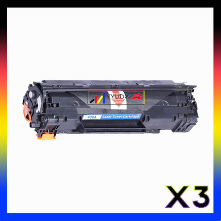 3 x Compatible HP 36A Black Toner Cartridge CB436A - 2,000 Pages