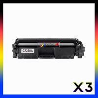 
              3 x Compatible HP 30A Black Toner Cartridge CF230A - 1,600 Pages
            