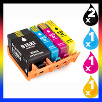 
              5 x Compatible HP 915XL High Yield Ink Cartridge 3YM22AA - 3YM19AA (2BK 1C 1M 1Y)
            