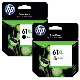 2 x Genuine HP 61XL High Yield Ink Cartridge CH563WA + CH564WA