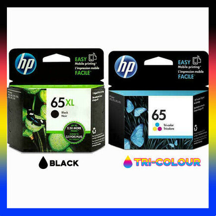 1 x Genuine HP 65XL Black + HP 65 Colour Ink Cartridge N9K04AA + N9K01AA