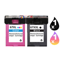 
              2 x Compatible HP 67XXL Black + 67XL Colour High Yield Inkjet Cartridge 3YM59AA + 3YM58AA
            