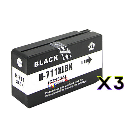 3 x Compatible HP 711XL Black Ink Cartridge CZ133A