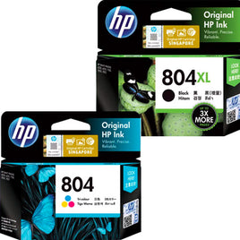 2 x Genuine HP 804XL Black + HP 804 Colour Ink Cartridge T6N12AA + T6N09AA