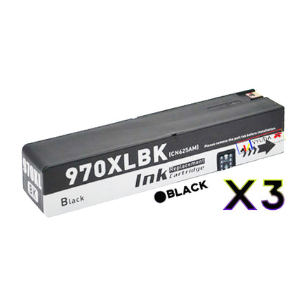 3 x Compatible HP 970XL Black Ink Cartridge CN625AA