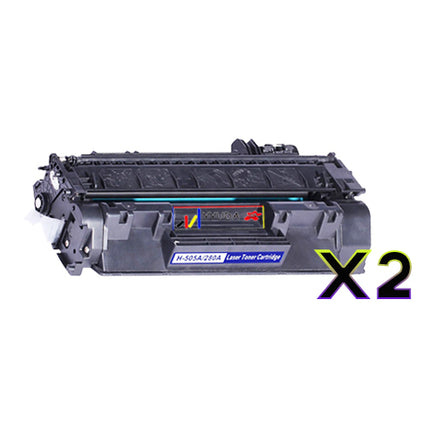 2 x Compatible HP 05A Black Toner Cartridge CE505A