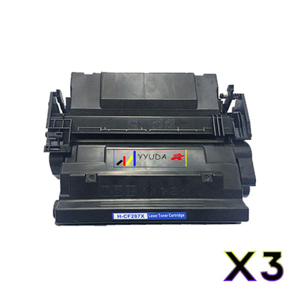 3 x Compatible HP 87X Black Toner Cartridge CF287X - 18,000 Pages