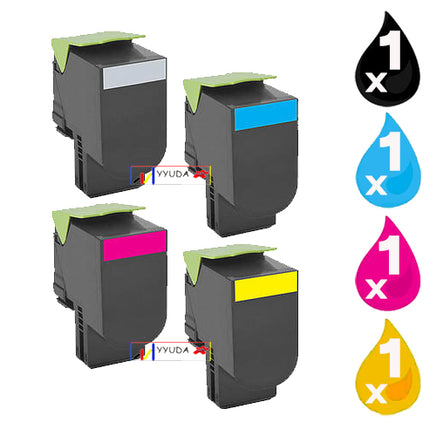 4 x Compatible Lexmark CX310 / CX410 / CX510 Standard Toner Cartridge 80C8SKE - 80C8SYE