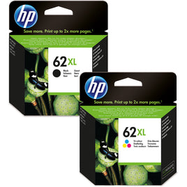 2 x Genuine HP 62XL High Yield Ink Cartridge C2P05AA + C2P07AA (1BK 1CL)