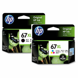 2 x Genuine HP 67XL High Yield Ink Cartridge 3YM57AA + 3YM58AA