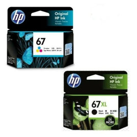 2 x Genuine HP 67XL Black + HP 67 Colour Ink Cartridge 3YM57AA + 3YM55AA