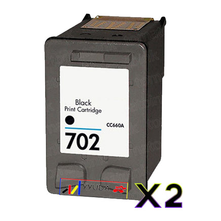 2 x Compatible HP 702 Black Inkjet Cartridge CC660AA