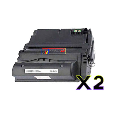 2 x Compatible HP 42X Black Toner Cartridge Q5942X