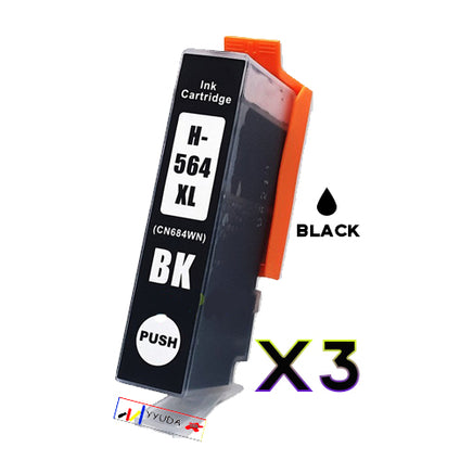 3 x Compatible HP 564XL Black High Yield Ink Cartridge CN684WA